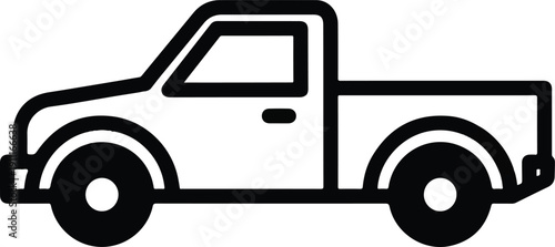 Vector illustration of a pickup truck viewed from the side on a transparent background