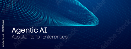 Fintech finance Business with Abstract background business intelligence technology for blue blue background digital. Technology network line with geometric lines wave for modern mesh waves.