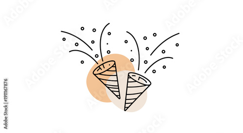 Two party poppers exploding with confetti and streamers.