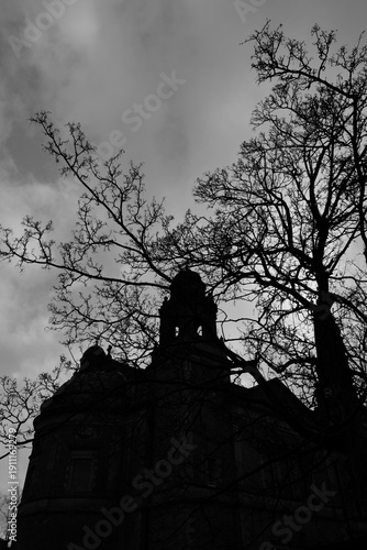Maisons historiques d’Édimbourg en noir et blanc