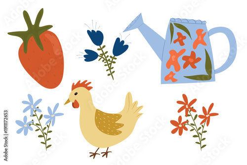 Hand-Drawn Spring Garden & Farmhouse Vector Set