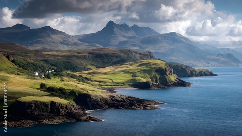 Breathtaking isolated serene, unpopulated landscape showcasing inner Hebrides – Includes Mull, Islay, Jura, and Rum; rich in scenery