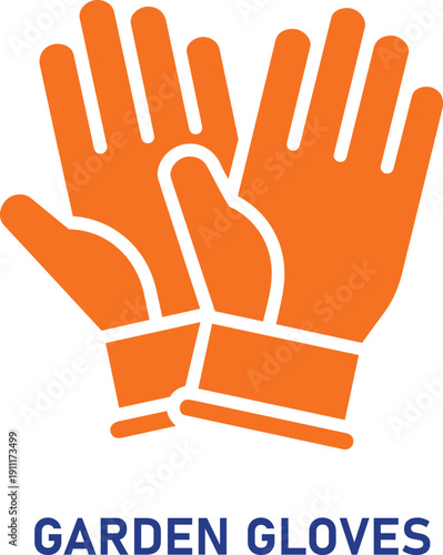 Orange garden gloves illustration for gardening and landscaping projects