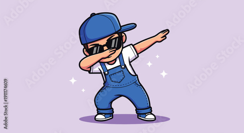 Cool Little Boy Dabbing Pose Cartoon Vector.