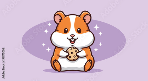 Cute Hamster Enjoying a Delicious Chocolate Chip Cookie.