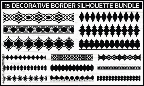 A collection of decorative border silhouettes for crafting and design projects isolated on white background, Vector