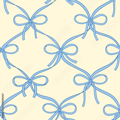 Fotografía Coquette Cute seamless pattern with bow set