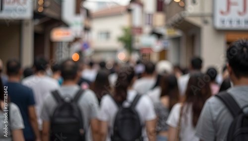 Wallpaper Mural Anonymous crowd walking through a city street out of focus during the daytime Torontodigital.ca