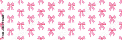 Cuadro en lienzo Coquette Cute seamless pattern with bow set