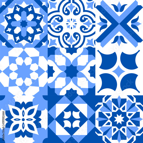 Cuadro en lienzo Seamless pattern with portuguese tiles