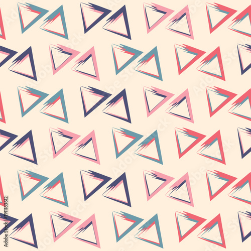 Seamless pattern with triangle decoranive art print. Polygonal rainbow mosaic background. Abstract vector illustration. Triangular graphic Simple pattern geometric design for fabric, wallpaper.