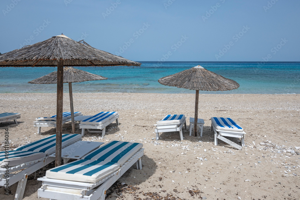 Fototapeta premium Panorama of Lefkada near Agios Ioannis beach, Greece