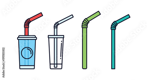 Straw Line art filed color creative design