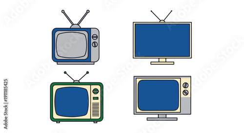 Television Line art filed color creative design