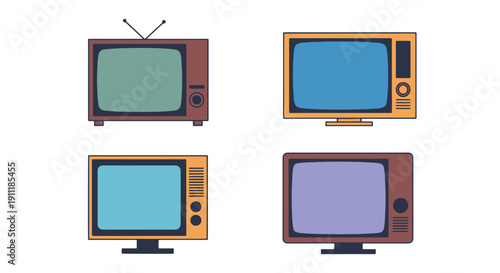 Television Line art filed color illustration
