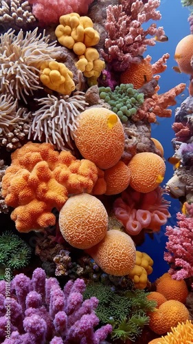Vibrant coral reef ecosystem showcasing diverse marine life in underwater ocean habitat