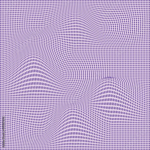 vibrant abstract digital artwork featuring undulating waves of purple grid patterns