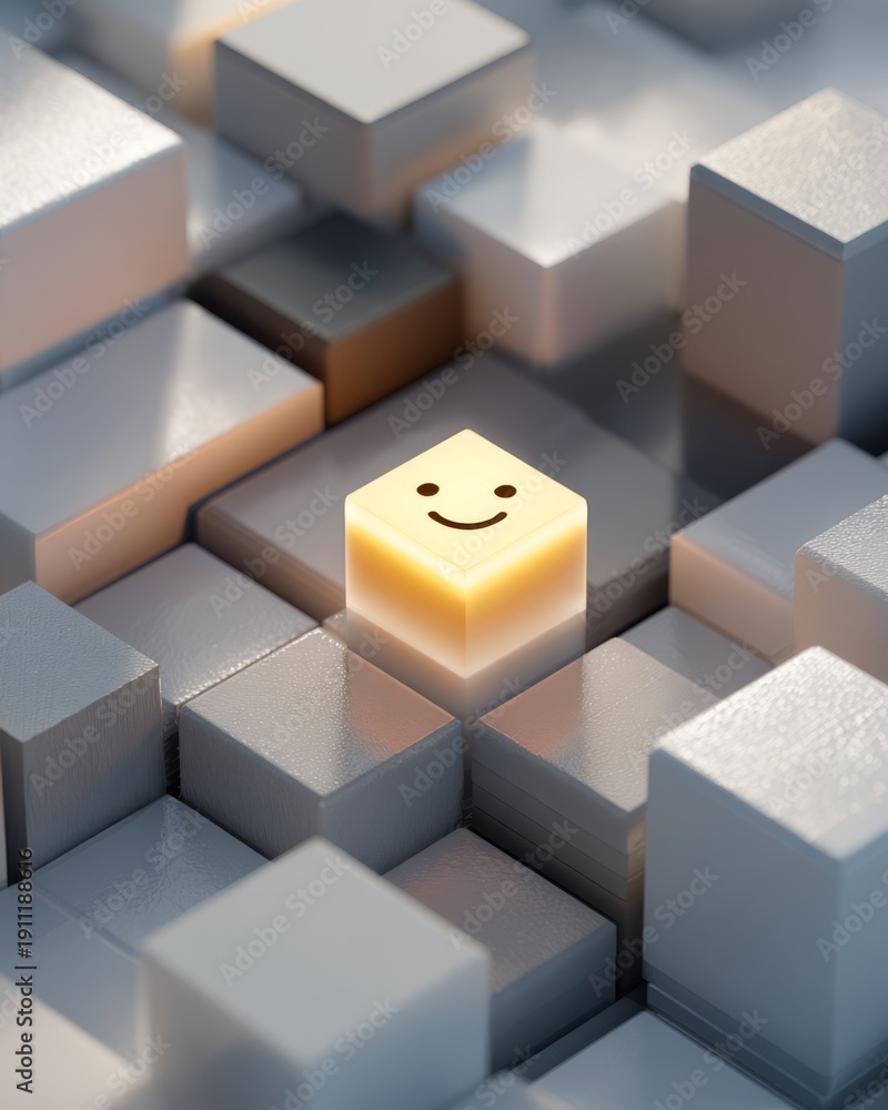 Obraz premium A modular grid environment with a happy face icon