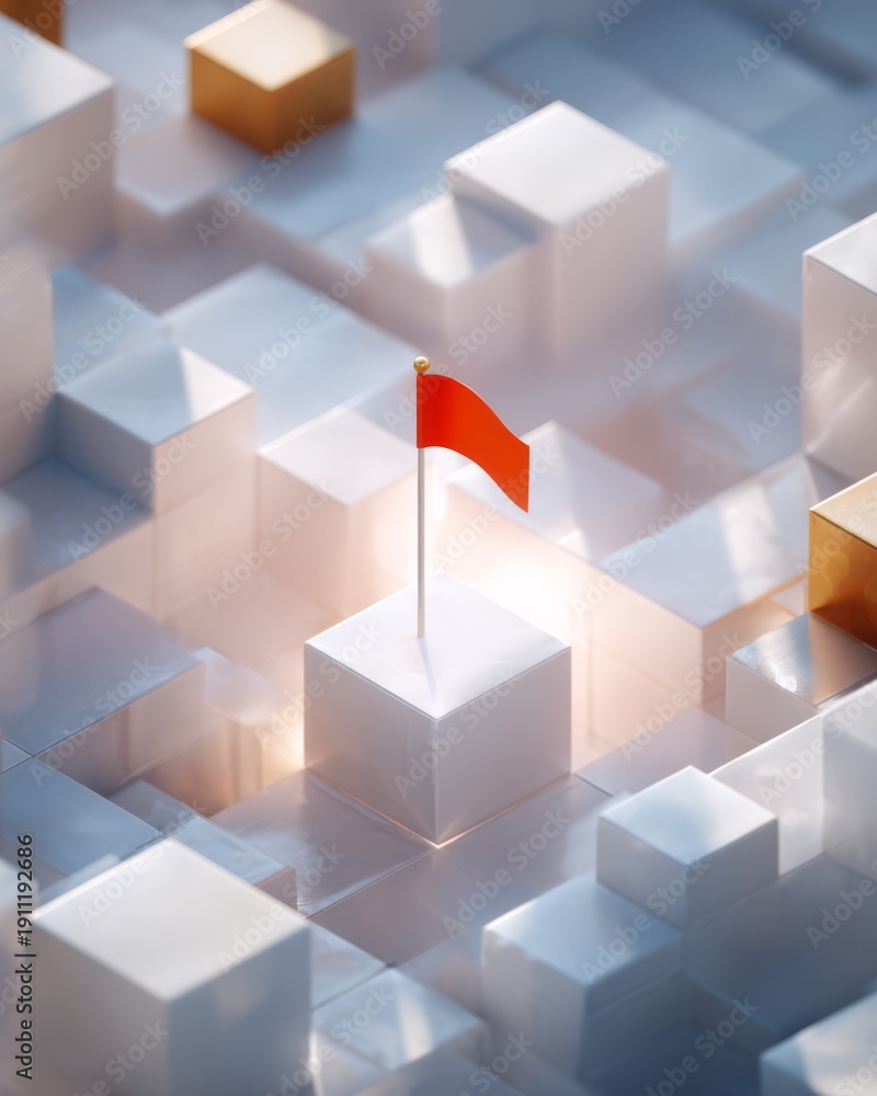 Obraz premium A modular grid environment with a flag