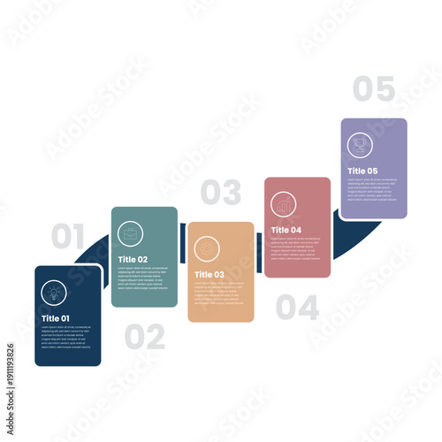 5 Step Business Process Timeline Infographic Template, Modern Corporate Workflow Roadmap Design