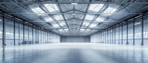 Modern Industrial Warehouse Interior with High Ceilings