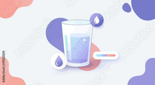 Water consumption tracking and hydration level monitoring illustration