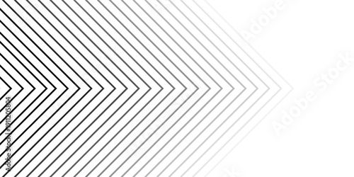 Minimal Black and White Background with Right-Pointing Arrow. Striped Transition from Black Lines to White Abstract Solid Lines. Simple Pattern.