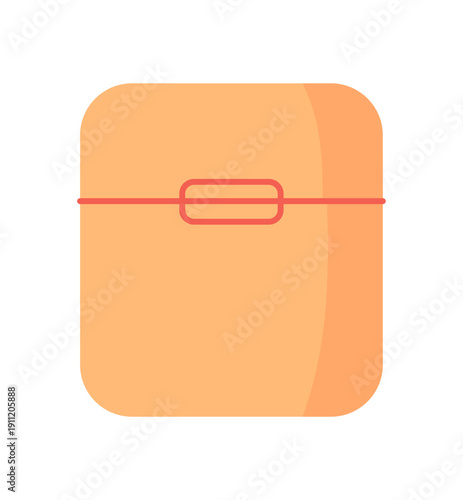 Minimal trendy wireless earphones case. Accessory designed for workout and fitness lifestyles, offering a square and flat gear. Essential tool for gym activities, symbol of modern sporty equipment.