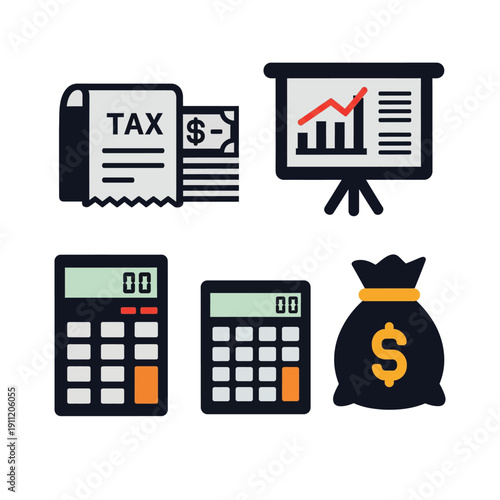 Financial Icons Set for Business and Accounting Concepts.