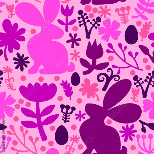 Easter eggs seamless rabbits pattern for fabrics and linens and kids clothes print and spring party accessories