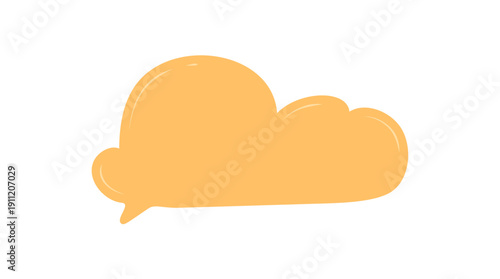 Hand drawn cloud speech bubble patch in playful yellow tone. Soft organic form as chat or thought message icon, suitable for comment, talk, or creative patch design.