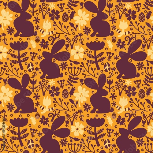Easter eggs seamless rabbits pattern for fabrics and linens and kids clothes print and spring party accessories