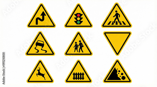 Universal Traffic Warning Signs Illustration Free Download Universal Traffic Warning Signs Illustration - GFXLoad