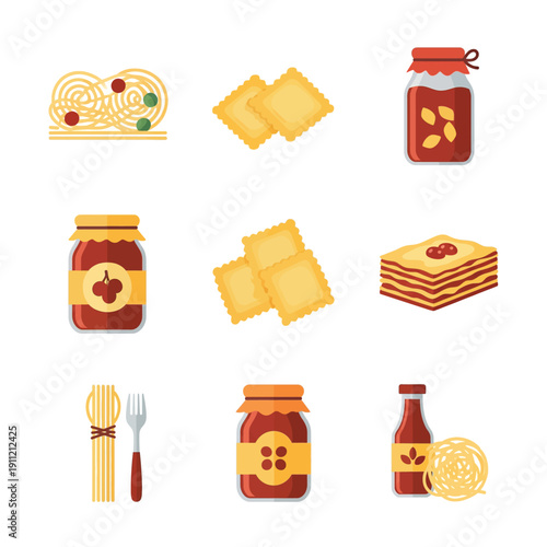 Italian Food Ingredients and Dishes Collection.
