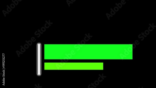 Animated lower third green bar with white line indicator. Title placeholder or progress bar.