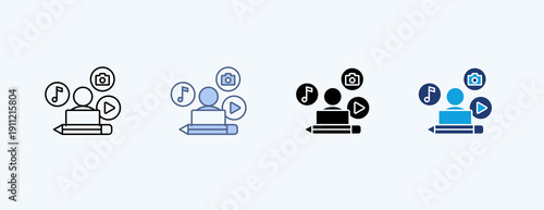 Content Creation Multiple Icon Illustration Vector