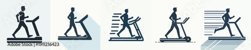 Silhouette Vector Illustration of a Man Running on a Treadmill