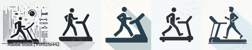 Silhouette Vector Illustration of a Man Running on a Treadmill