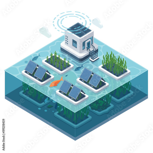 Sustainable Aquaponics System with Solar Power and Fish Farming.