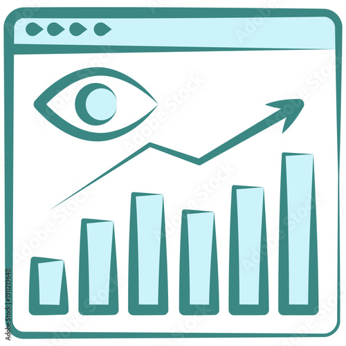 Ad Impression Hand Drawn Dual Tone Color Icon, Mini Illustration For Modern Concept, Ui, Ux Web And App Development. Related To Seo And Online Marketing.