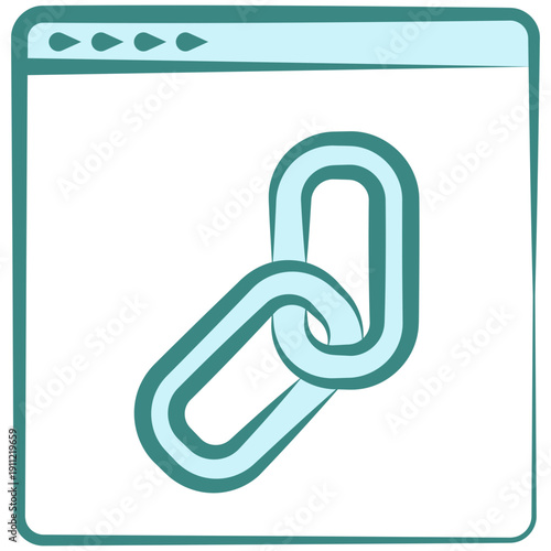 Backlink Hand Drawn Dual Tone Color Icon, Mini Illustration For Modern Concept, Ui, Ux Web And App Development. Related To Seo And Online Marketing.