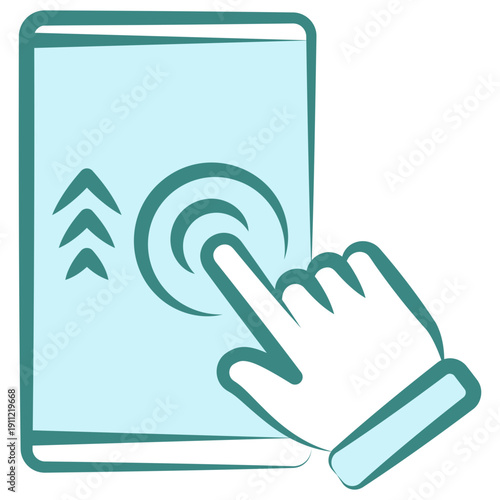 Click Action Hand Drawn Dual Tone Color Icon, Mini Illustration For Modern Concept, Ui, Ux Web And App Development. Related To Seo And Online Marketing.