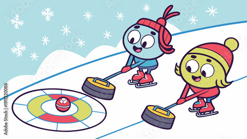 Cartoon ice hockey player, colorful uniform, intense movement.