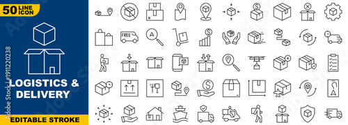 Logistics and Delivery Line Icons set