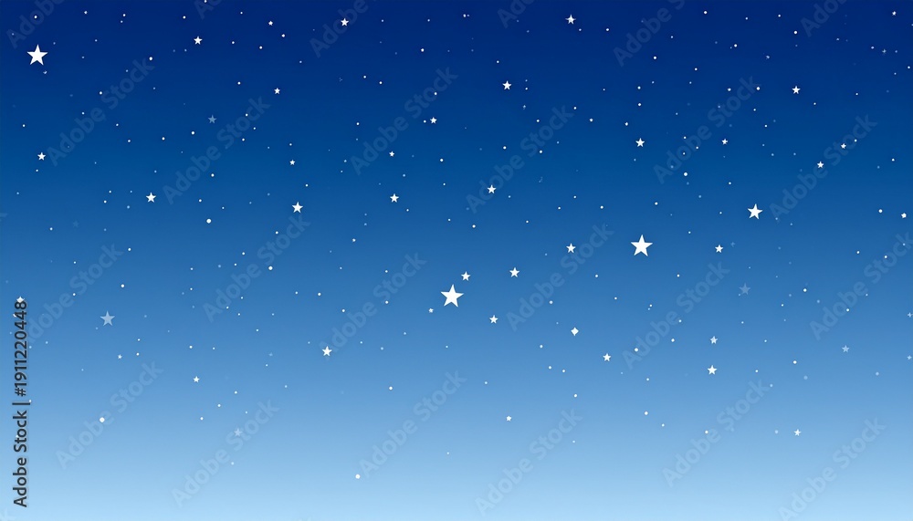 Naklejka premium Starry Night Sky Illustration with Gradient Blue Background.