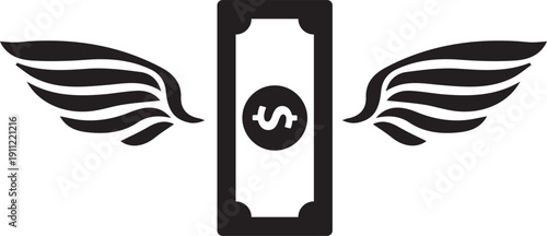 Money With Wings Icon Vector Illustration