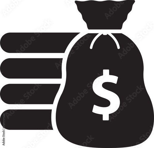 Money Bag and Stack of Coins Icon