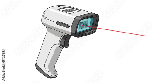 Barcode Scanner with Red Laser Reading Information