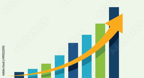 Growing Business Graph with Orange Arrow.