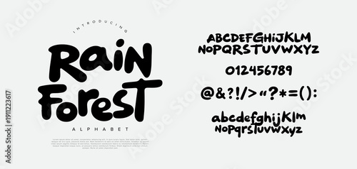 Rain forest font organic handwritten typeface for natural eco friendly branding adventure packaging and tropical garden designs